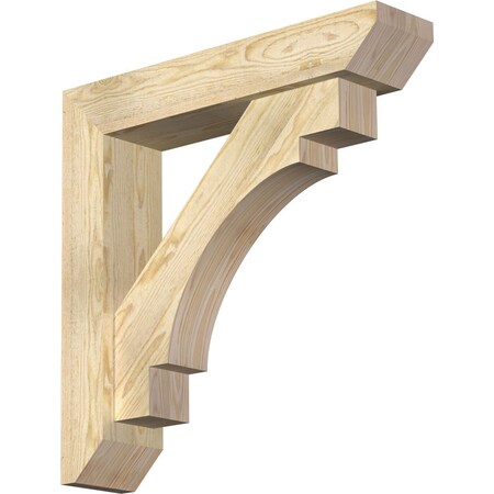 Ekena Millwork Merced Slat Rough Sawn Bracket w/ Offset Brace, Douglas Fir, 6"W x 28"D x 28"H BKT0604X28X28MRC06RDF